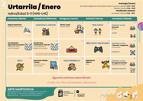 Programación de enero en el Haurtxokoa y en el Gazteleku Aieteko