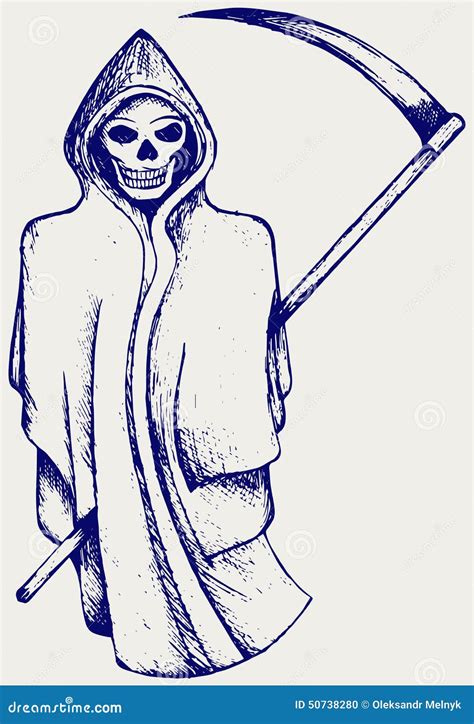 Hand Inked Grim Reaper Stock Vector Illustration Of Creative 50738280