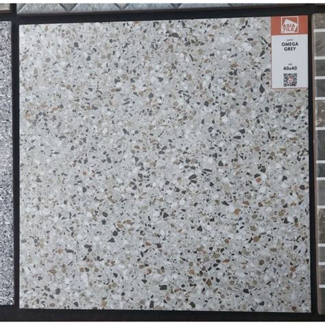 Jual KERAMIK LANTAI DINDING ASIA 40X40 OMEGA GREY MOTIF TERRAZZO MATT