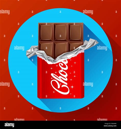 Chocolate bar in opened red wrapped. Chocolate icon Stock Vector Image ...