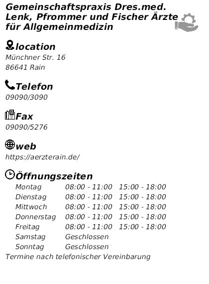 Gemeinschaftspraxis Dres Med Lenk Pfrommer Und Fischer Rzte F R