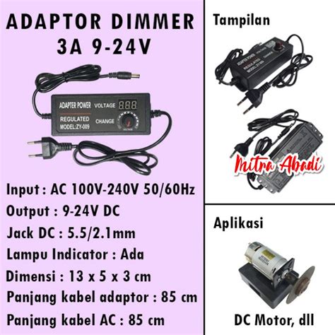 Jual Adjustable Power Adapter Dimmer Adaptor Dimmer 3A AC DC 9