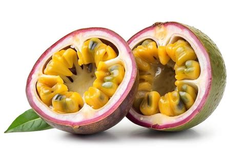 Premium Photo Whole And Half Fresh Ripe Passion Fruit Isolated On