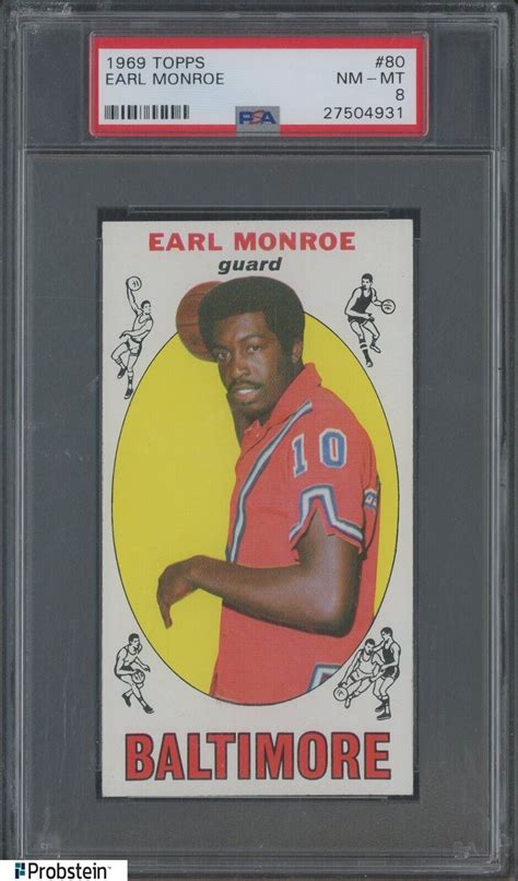 1969 Topps Basketball 80 Earl Monroe Bullets RC Rookie HOF PSA 8 NM MT