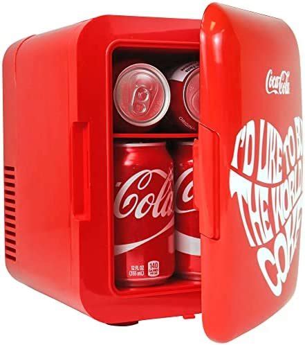 Coca Cola World 1971 Series Portable 6 Can Thermoelectric Mini Fridge