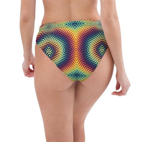 Sexy Psychedelic Waves Illusion Recycled High Waisted Bikini Etsy