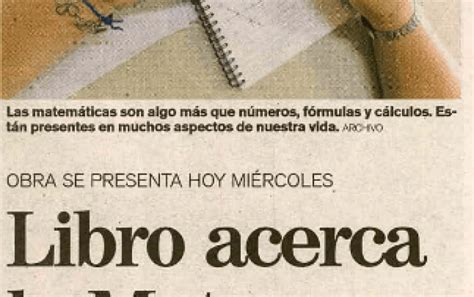 Tec Es Noticia En Los Medios Libro Acerca La Matem Tica A La Vida