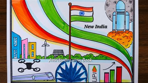 india empowered india poster drawing easy independence day drawing