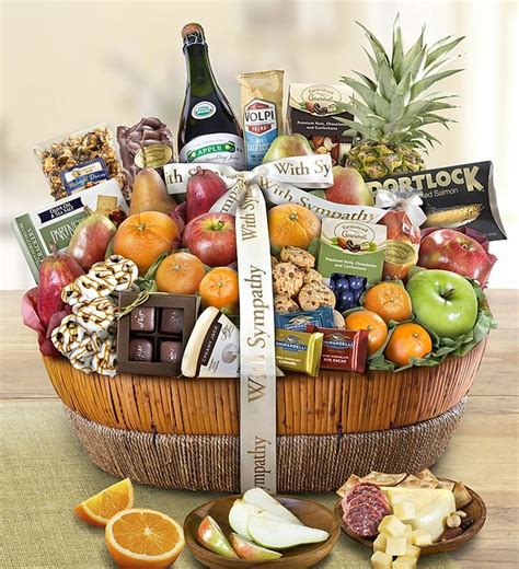 With Sympathy Fruit & Sweets Gift Basket