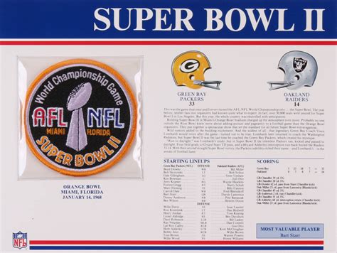 Super Bowl II Commemorative 9x12 Score Card Display with Patch ...