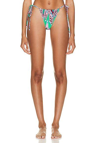 PatBO Wave String Bikini Bottom In Green Green Multi Editorialist