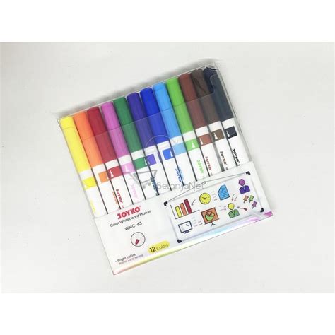 Jual Spidol Papan Tulis 12 Warna Color Whiteboard Marker Joyko WMC 63