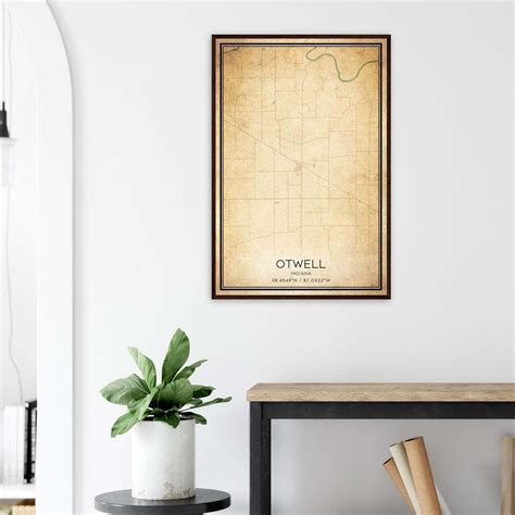 Vintage Otwell Indiana Map Poster, Otwell IN City Road Wall Art Print