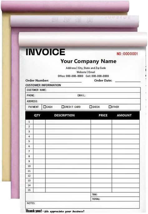 Amazon Custom Invoice Book For Small Business Receipt Book With