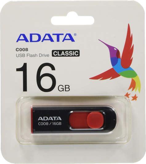 ADATA 16 GB Memoria Flash USB 2 0 Deslizable Color Negro Con Rojo