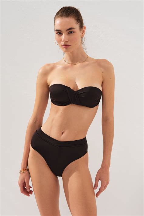 Pierre Cardin Clarke Balenli Kaplı Straplez Bikini Takım Siyah231231