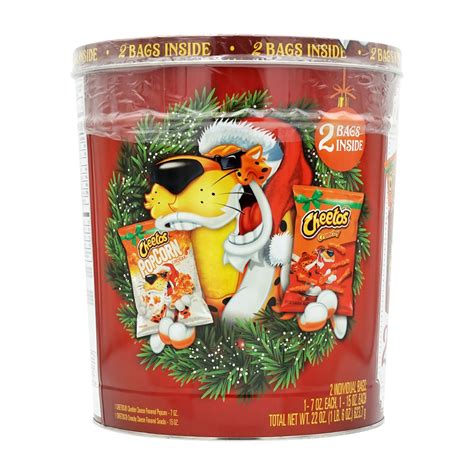 [cheetos] Crunchy Cheese Flavored And Cheddar Cheese Flavored Popcorn Holiday Tin 2 Bags Shopee