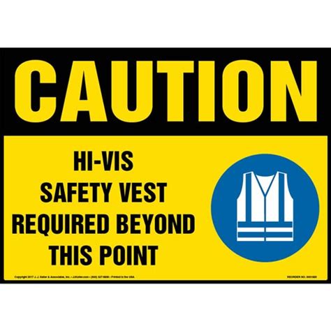 Caution Hi Vis Safety Vest Required Beyond This Point Sign With Icon