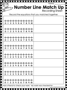 Subtraction To Ten Printable Center Match Up Number Line Equations To