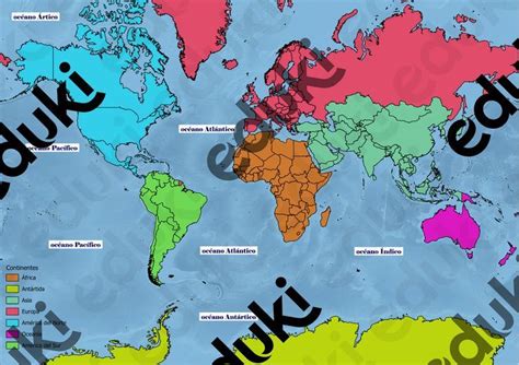 Mapa del mundo Mapa de los océanos y los continentes material