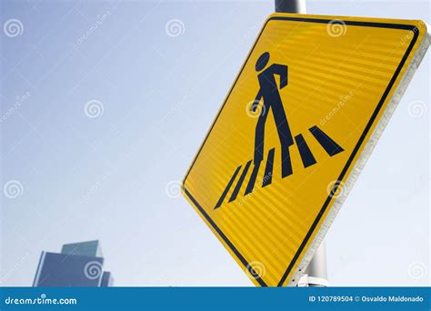 Pedestrian Street Sign stock photo. Image of pole, symbol - 120789504