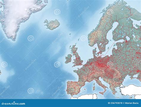 Landkarte Des Europ Ischen Kontinents Mit Der Eisenbahn Stock Abbildung