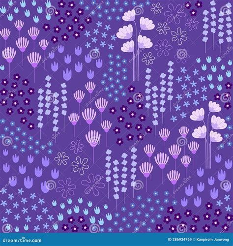 Seamless Patterns Hand Drawn In Floral Style Stock Illustration