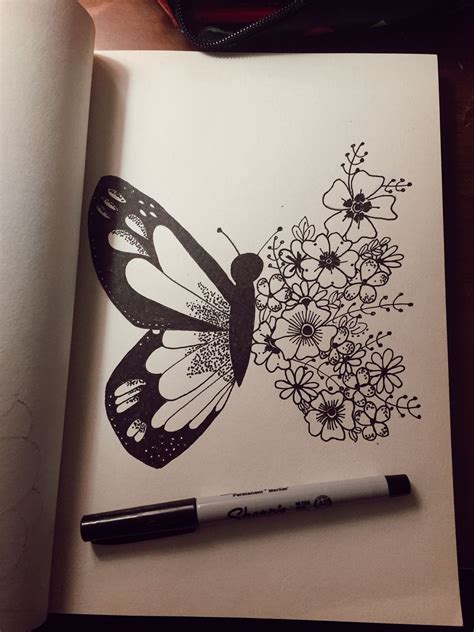 Mariposas Dibujos Sharpie Flores Pencil Art Drawings Pencil Sketch