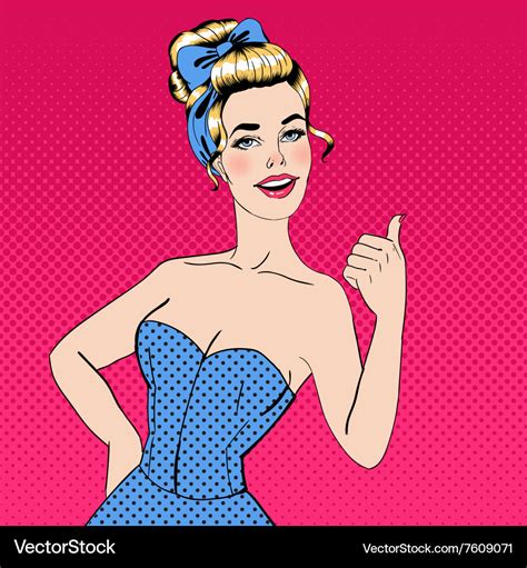 Pop Art Style Woman Gesturing Great In Pin Up Vector Image