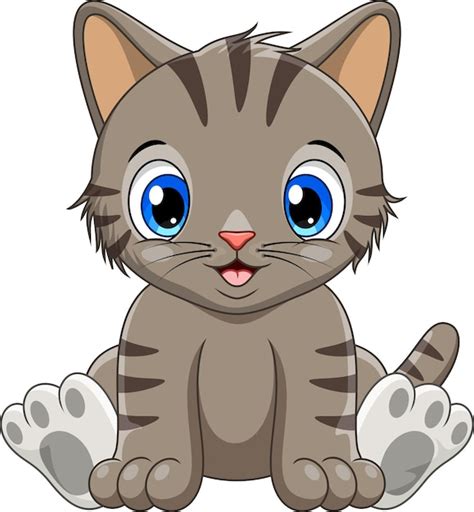 Lindo Gatito Sentado Sobre Fondo Blanco Vector Premium