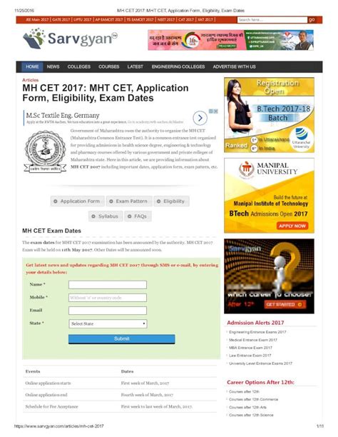 Pdf Mh Cet Mht Cet Application Form Eligibility Exam Dates