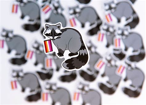 Lesbian Pride Raccoon Sticker Lgbt Pride Pride Flag Etsy