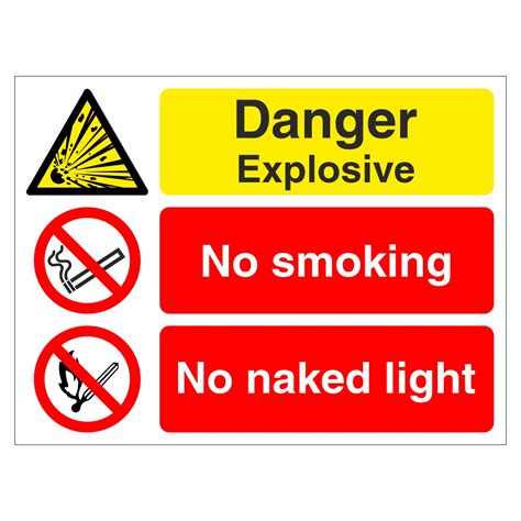 Danger Explosive No Smoking No Naked Light Multi Sign Aston