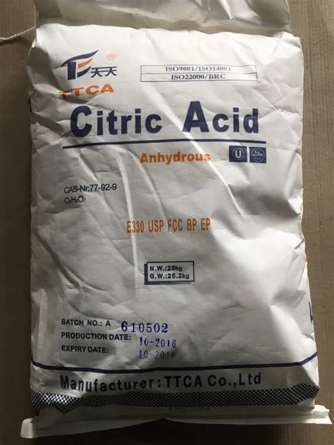 Citric Acid Anhydrous Ttca Ensign Rzbc Cofco Union Brand Buy Good