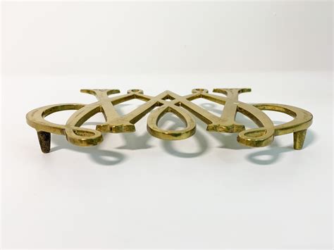 Vintage Solid Brass Trivet William And Mary Cypher Made In