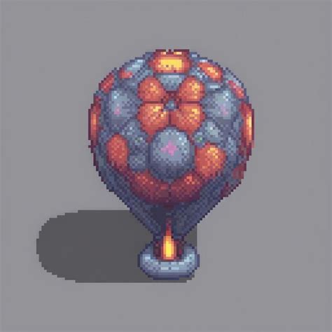 Pixel Art Hot Air Balloon With A Vibrant Flower Design Premium Ai