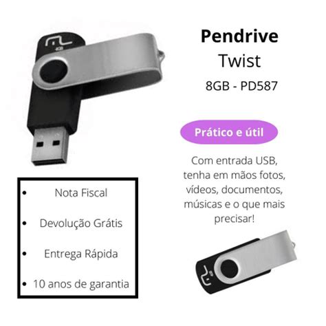 Pendrive Multilaser Twist Pd587 8gb Preto Prateado No Shoptime