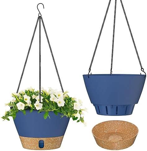 ZMTECH Lot de 2 pots de fleurs à suspendre de 20 3 cm bleu pour