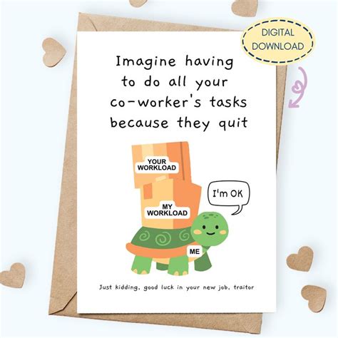 Funny Coworker Leaving Card Printable, Goodbye Card for Coworker ...