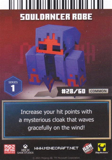 Minecraft Dungeons Arcade Series 1 Card 28 Armor Souldancer Robe Arcade Game Cards