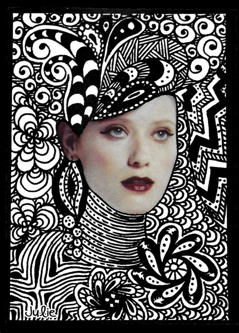 Mini Zentangle Face Aceo Art Card Card Art Zentangle Art Art