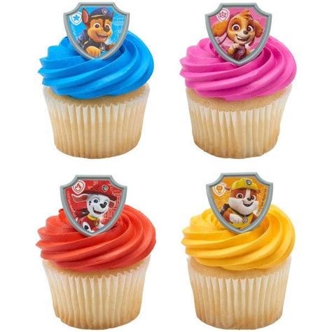 24 Paw Patrol Reporting For Duty Cupcake Rings Toppers Party Supplies