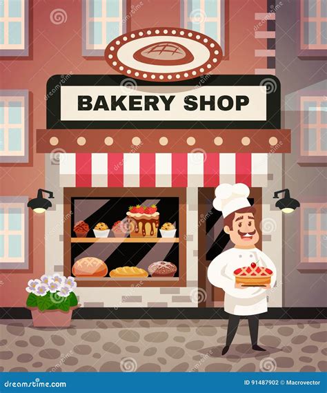 Bakery Shop Cartoon Illustration Stock Vector Illustration Of