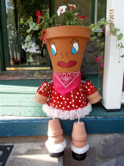 My Flower Pot Lady I Made 5 25 13 Flower Pot Art Clay Flower Pots