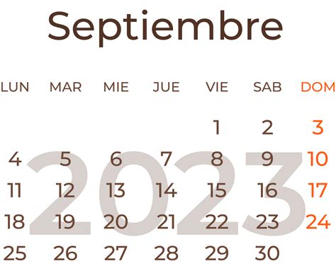 Calendar Month September In Spanish 2023 19633979 Png