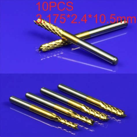 10pc 3 175X2 4X10 5MM Titanium Coated Carbide PCB Cutter End Mill For