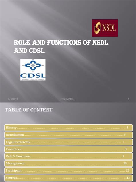 NSDL CDSL | Securities (Finance) | Financial Markets