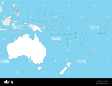 Blank Political Oceania Map Vector Illustration With Countries In White