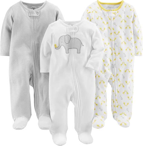 Amazon Simple Joys By Carter S Baby 3 Pack Sleep And Play Clothing