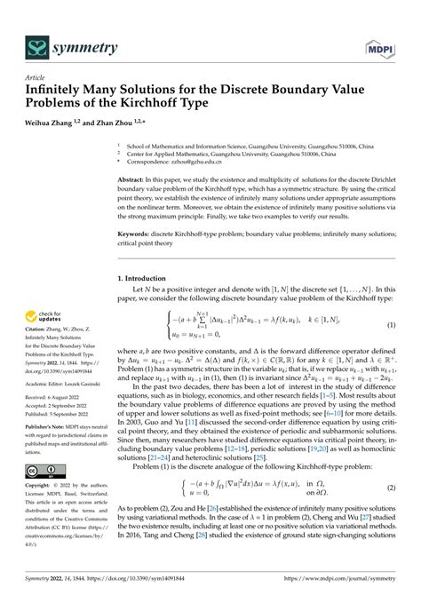 Pdf Infinitely Many Solutions For The Discrete Boundary Value